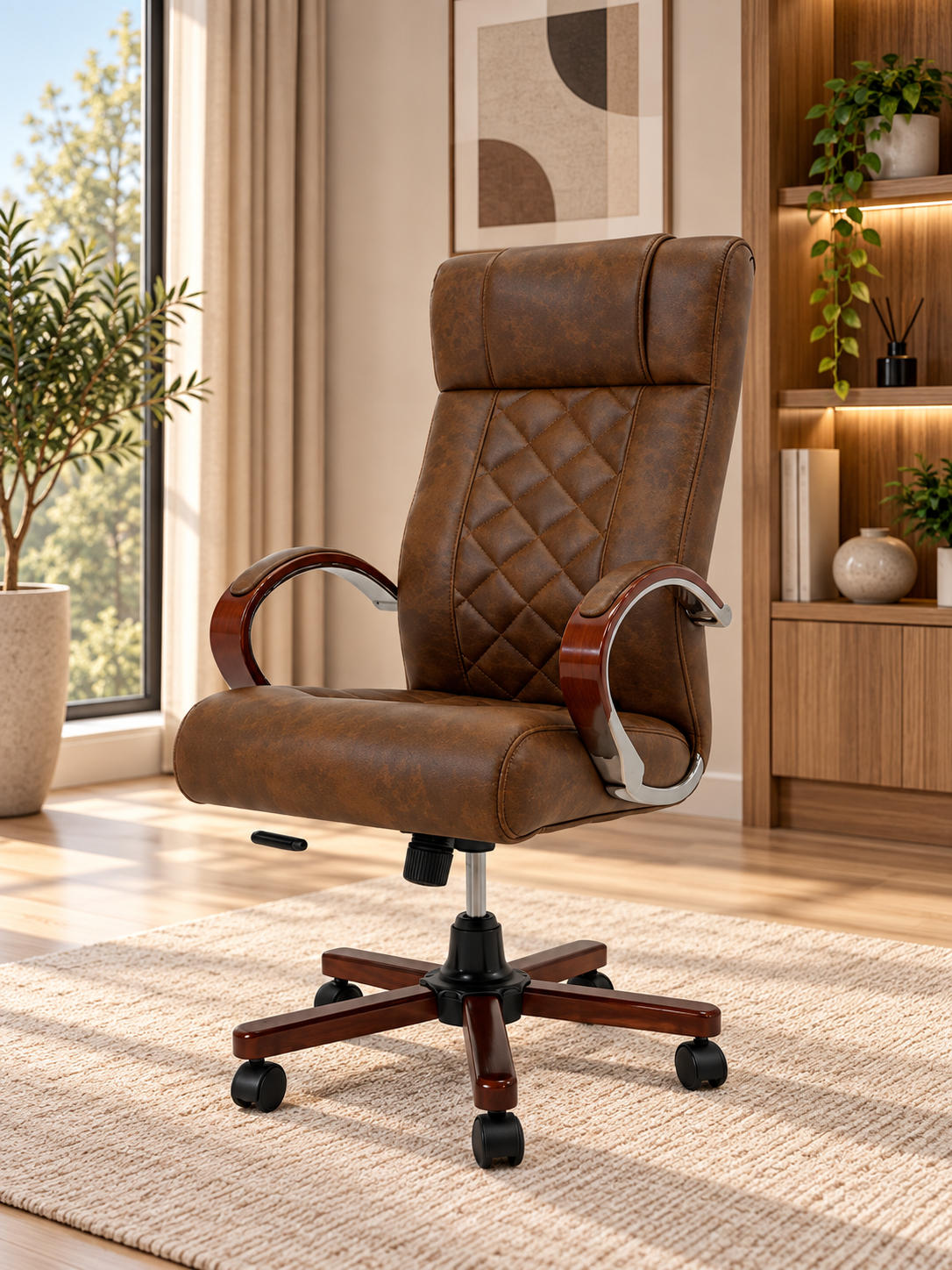 Modern Executive Quilted Leather Office Chair