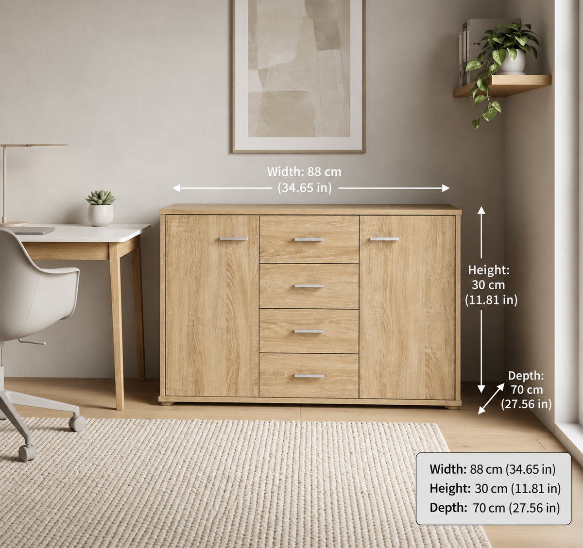 sideboard office furniture with-2door sand-4drawers