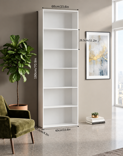Modern Tall 6-Tier Bookshelf