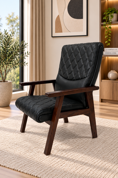 Modern Quilted Leather Accent Armchair