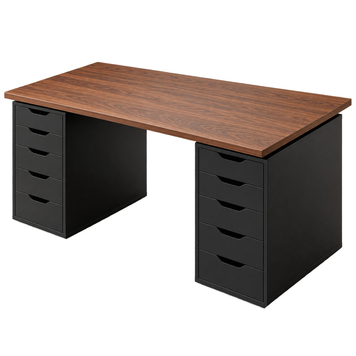 Executive Work Desk with Dual 5-Drawer Cabinets