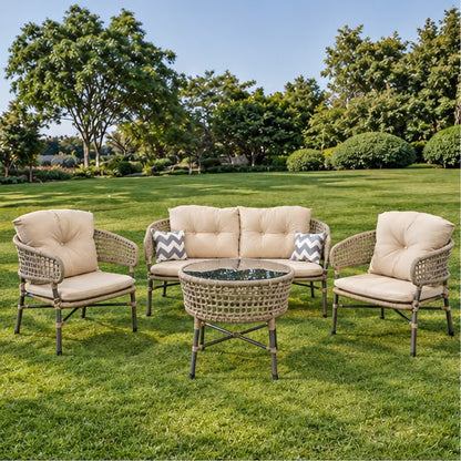 Modern Outdoor Wicker Patio Seating Set with Coffee Table