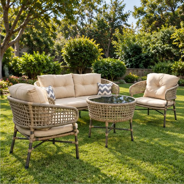Modern Outdoor Wicker Patio Seating Set with Coffee Table