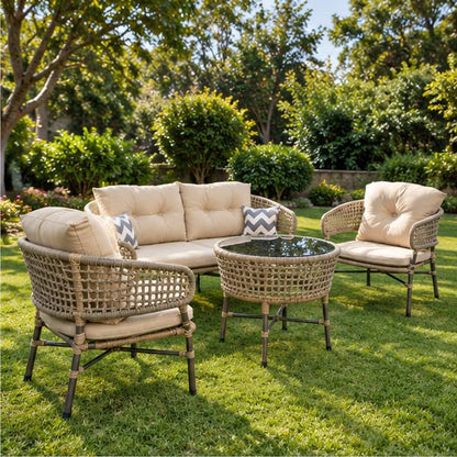 Modern Outdoor Wicker Patio Seating Set with Coffee Table