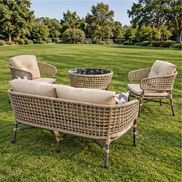Modern Outdoor Wicker Patio Seating Set with Coffee Table