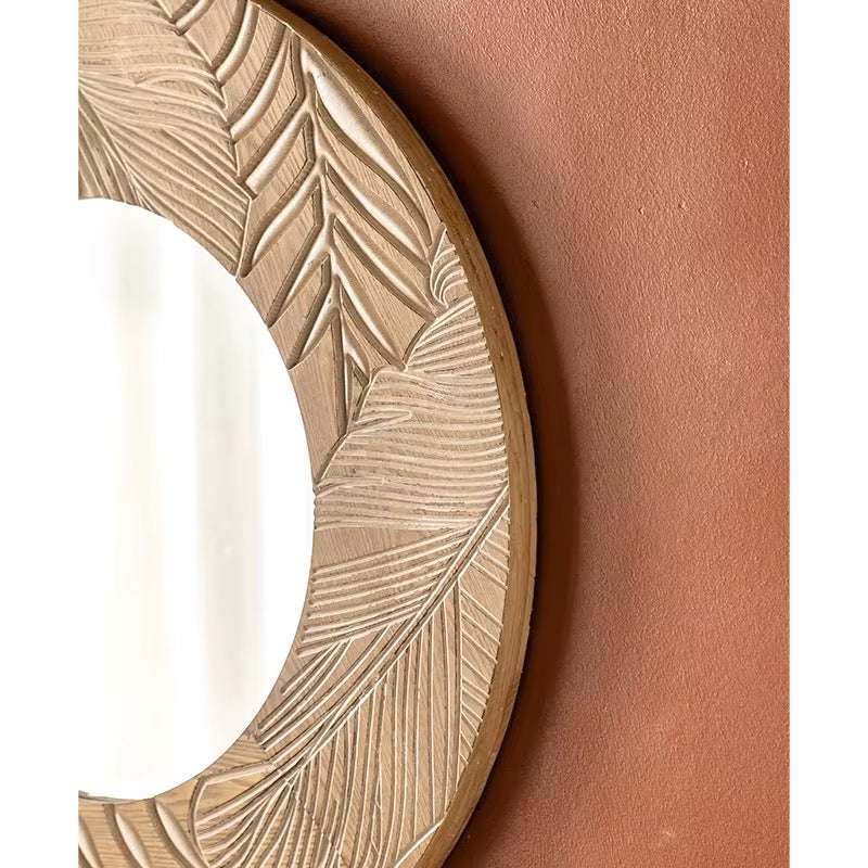 Elegant Gold Leaf Round Decorative Mirror