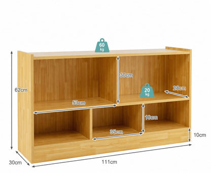 COSTWAY Wooden Cube Bookcase, 2 Tier Open Storage Shelving Unit with 5 Compartments, Freestanding Display Bookshelf for Living Room, Kids Playroom and Study (Wooden)