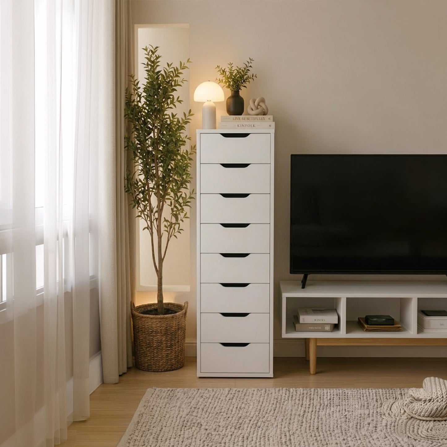9-Drawer Chest of Drawers – White Storage Cabinet for Bedroom & Living Room
