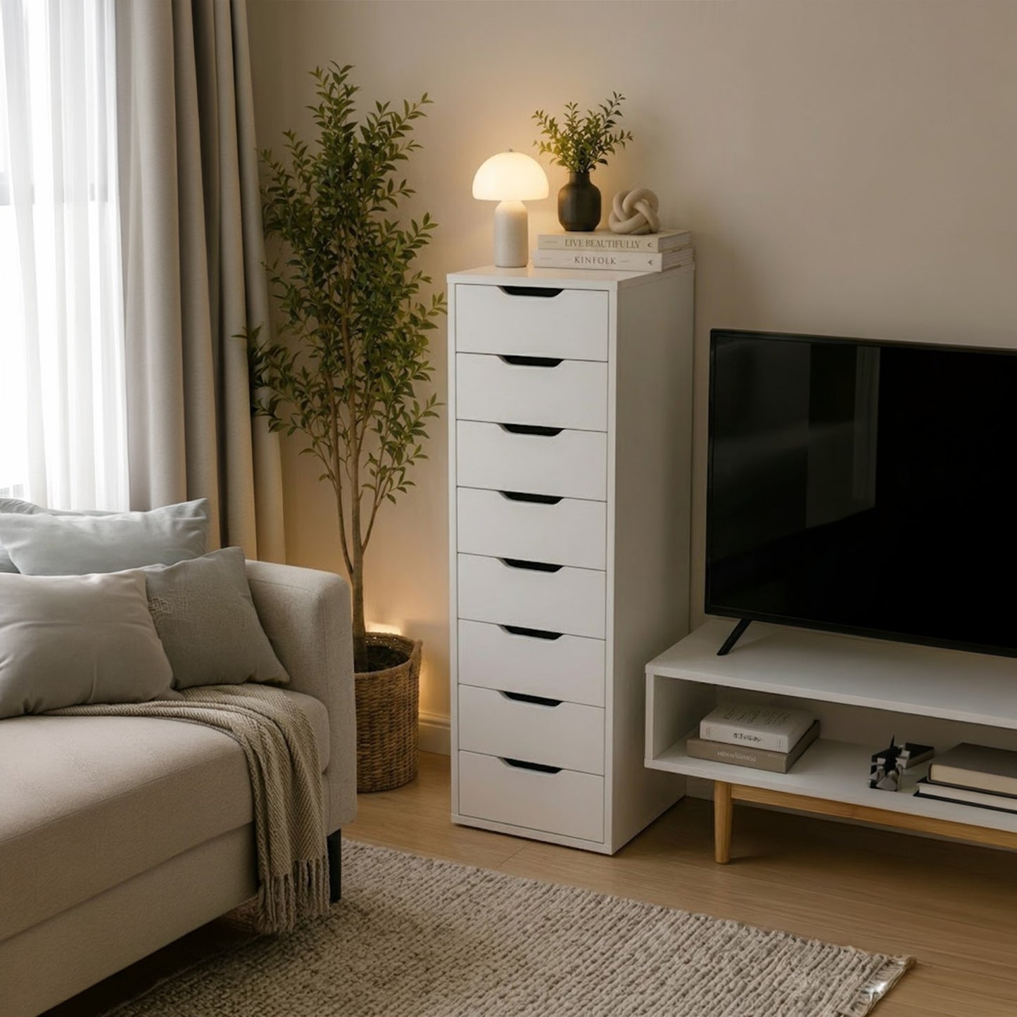 9-Drawer Chest of Drawers – White Storage Cabinet for Bedroom & Living Room