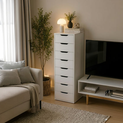 9-Drawer Chest of Drawers – White Storage Cabinet for Bedroom & Living Room