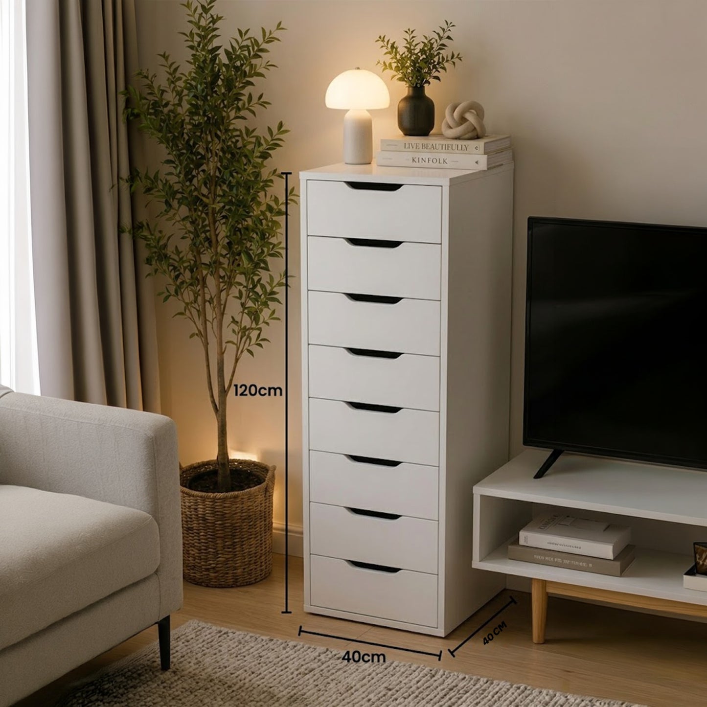 9-Drawer Chest of Drawers – White Storage Cabinet for Bedroom & Living Room