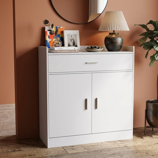 Vida Designs Dalby Modern Shoe Cabinet, 2 Door 1 Drawer, Hallway Cupboard Storage Organiser, Footwear Stand Rack, Wood Sideboard Unit, White