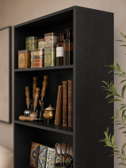 FirFurd Bookcase Wooden Shelf with 6 Compartments Shelves Bookcase Storage Shelf for Living Room Study Wooden 180 x 60 x 23.5 cm Black