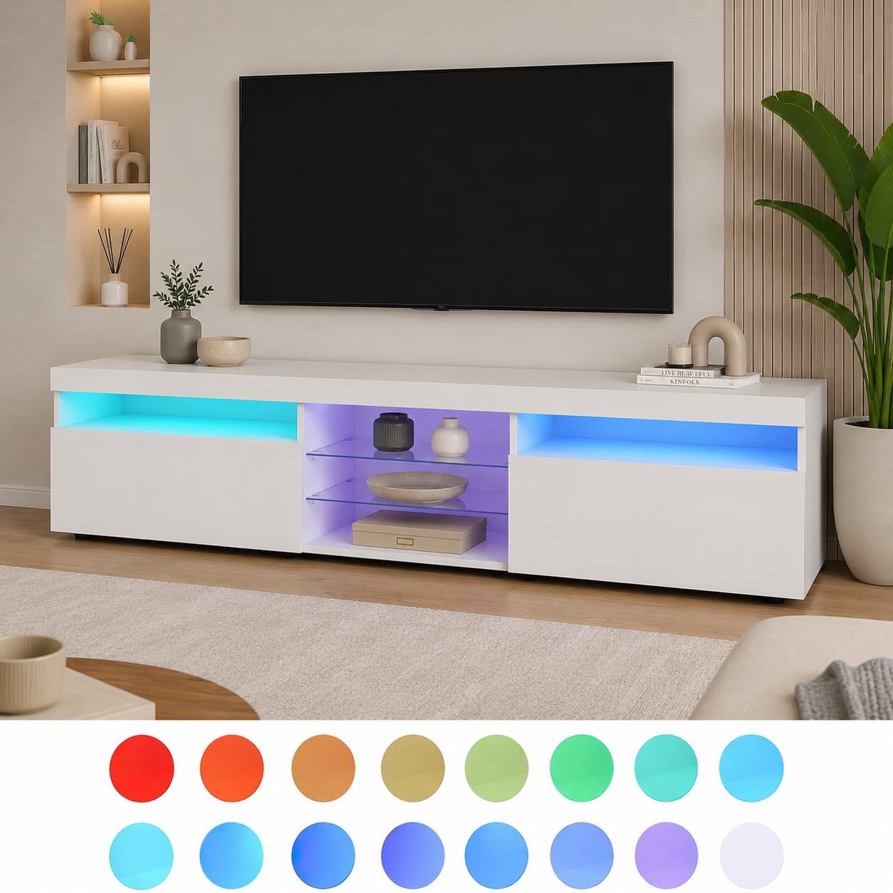 Modern TV Stand with 3 Storage Compartments
