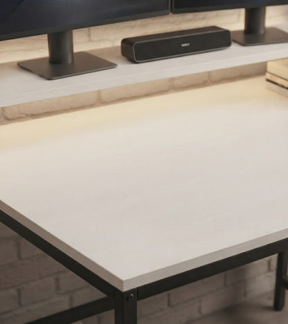 Computer Desk with Monitor Stand and Storage Shelves