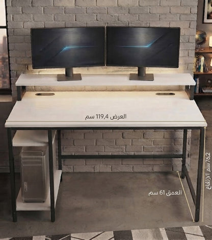 Computer Desk with Monitor Stand and Storage Shelves