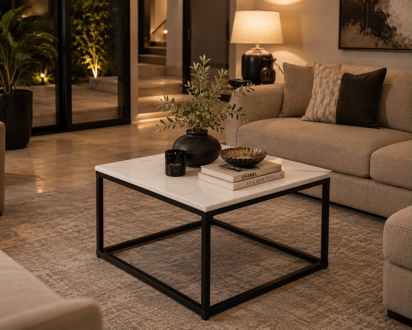Coffee Table Marble Square White