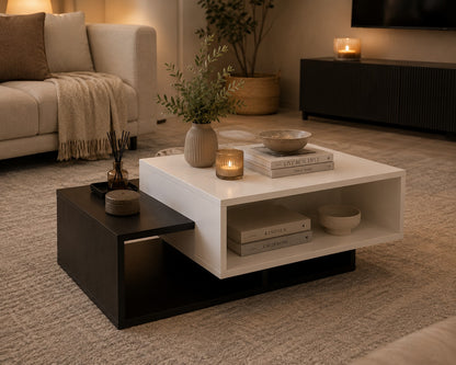 Pearson Modern Centre Table with Storage, Tea & Coffee Table for Living Room, Engineered Wood, Matte Finish, (Wenge & White) (Wenge & White)