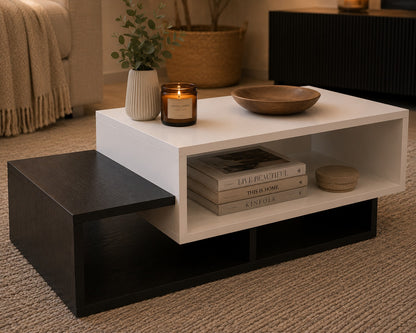 Pearson Modern Centre Table with Storage, Tea & Coffee Table for Living Room, Engineered Wood, Matte Finish, (Wenge & White) (Wenge & White)