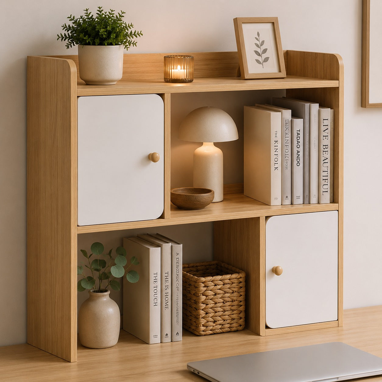 Desktop Bookshelf with 2 Drawers
