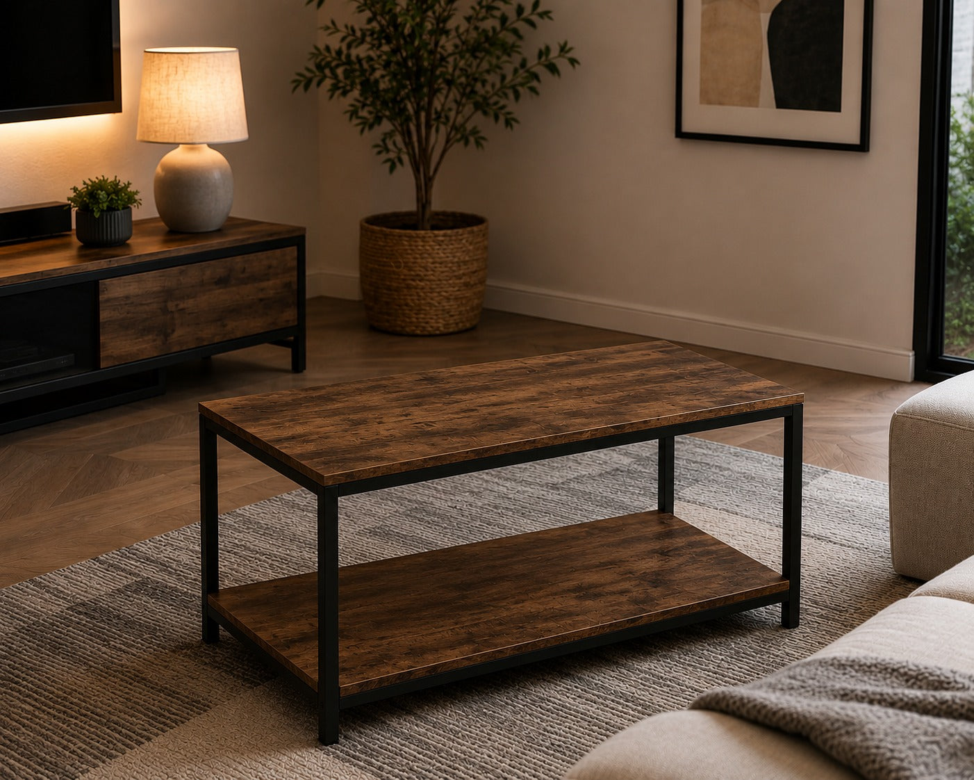 Coffee Table Snack End Tables Industrial Sofa Table Vintage Cocktail Wood Console Table