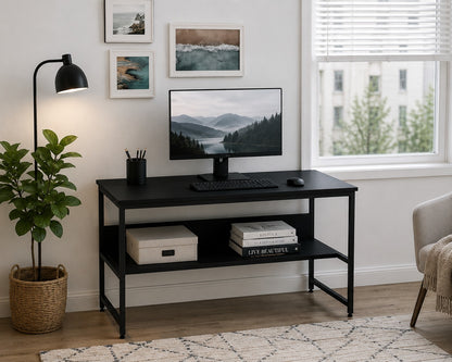 Computer Desk with Adjustable Storage Shelf Metal