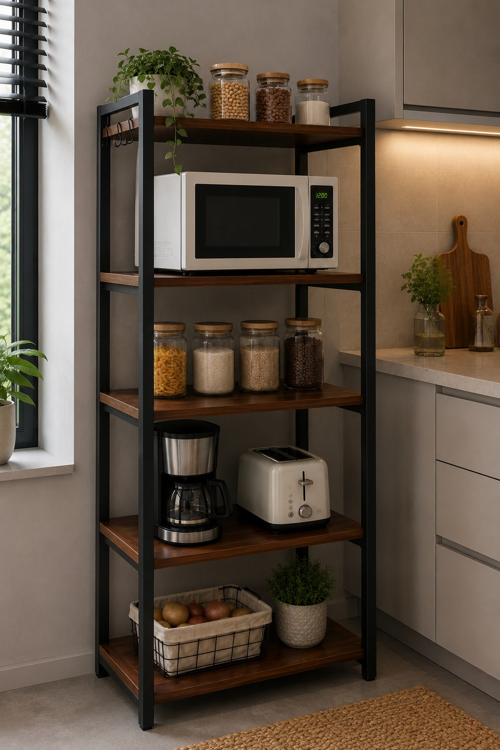 Kitchen Organizer and Microwave