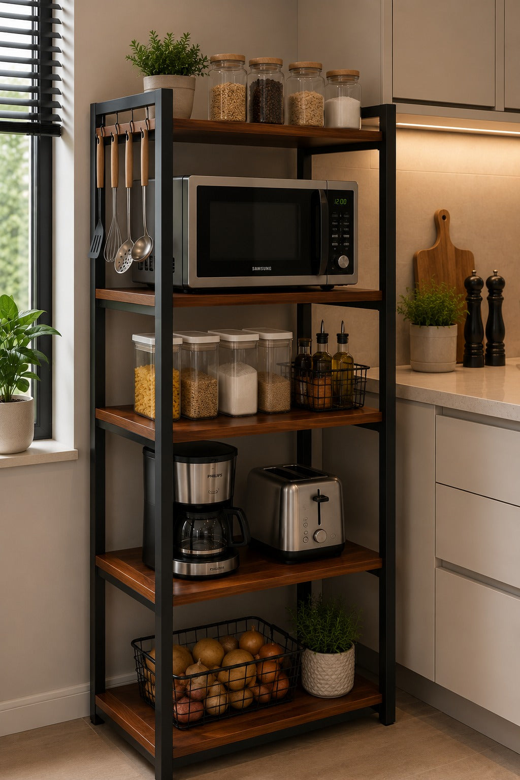 Kitchen Organizer and Microwave