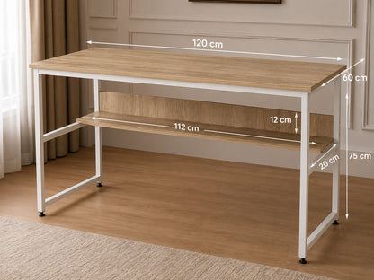 Computer Desk w/Storage Shelf Adjustable Feet Metal Frame Home Office