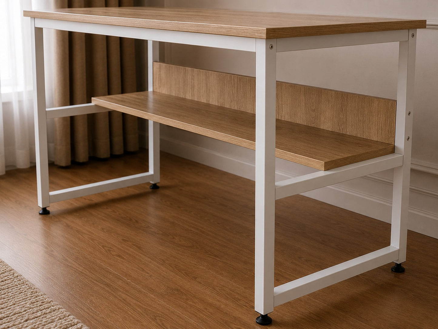 Computer Desk w/Storage Shelf Adjustable Feet Metal Frame Home Office