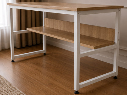 Computer Desk w/Storage Shelf Adjustable Feet Metal Frame Home Office