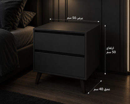 Wood Nightstand Bedside Table Cabinet with Drawers (Color : Black)