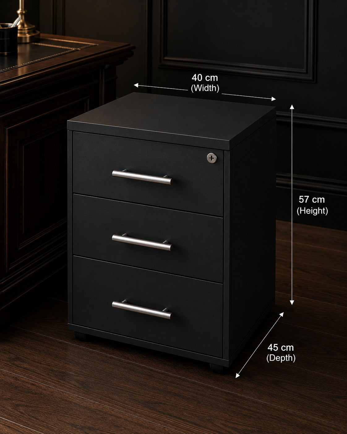 Wood Drawer Unit, Black