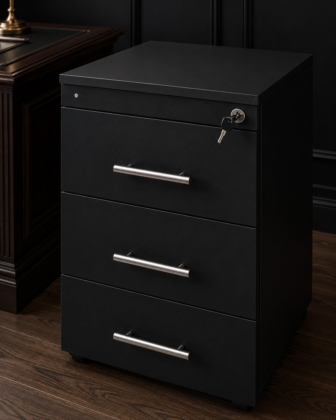 Wood Drawer Unit, Black