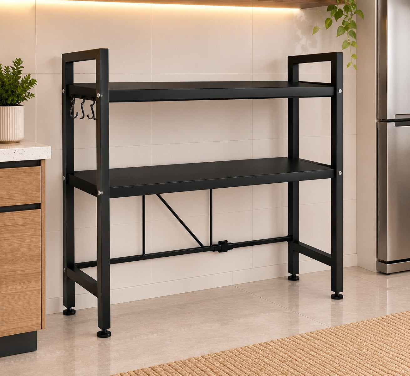 Tier Microwave Oven Rack with 3 Hooks