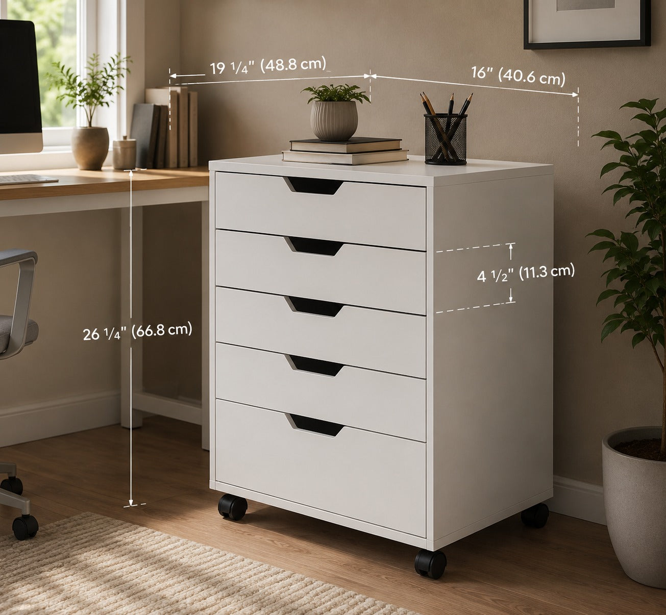 Drawer Composite Wood Cabinet, White