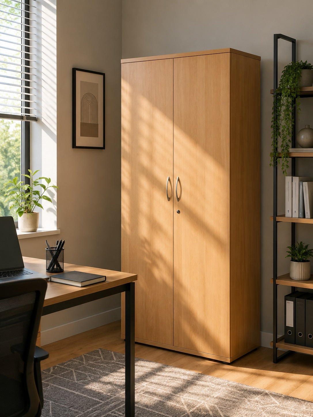 Tall Office Cupboard-Beech