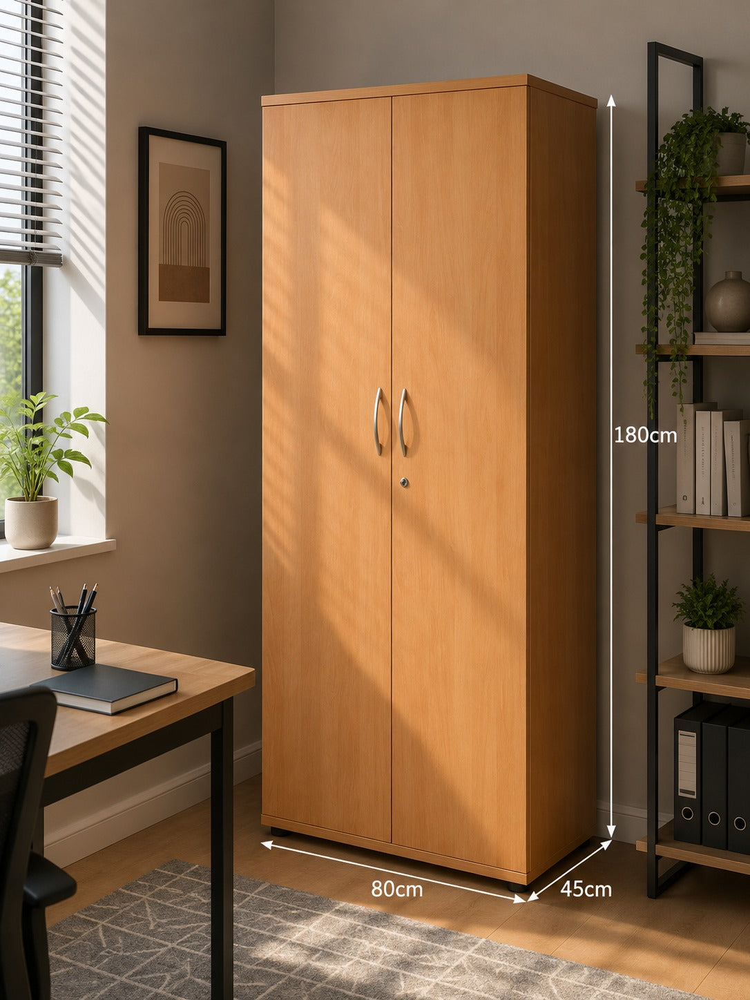 Tall Office Cupboard-Beech