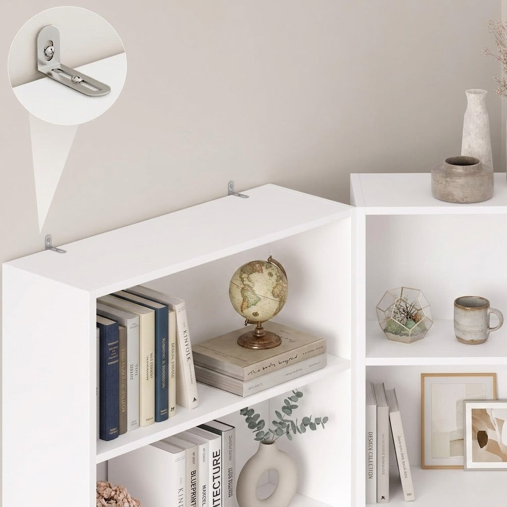 FirFurd Bookcase Wooden Shelf with 6 Compartments Shelves Bookcase Storage Shelf for Living Room Study Wooden 180 x 60 x 23.5 cm White