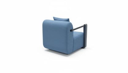 Modern Upholstered Armchair with Cushioned Backrest & Metal Frame