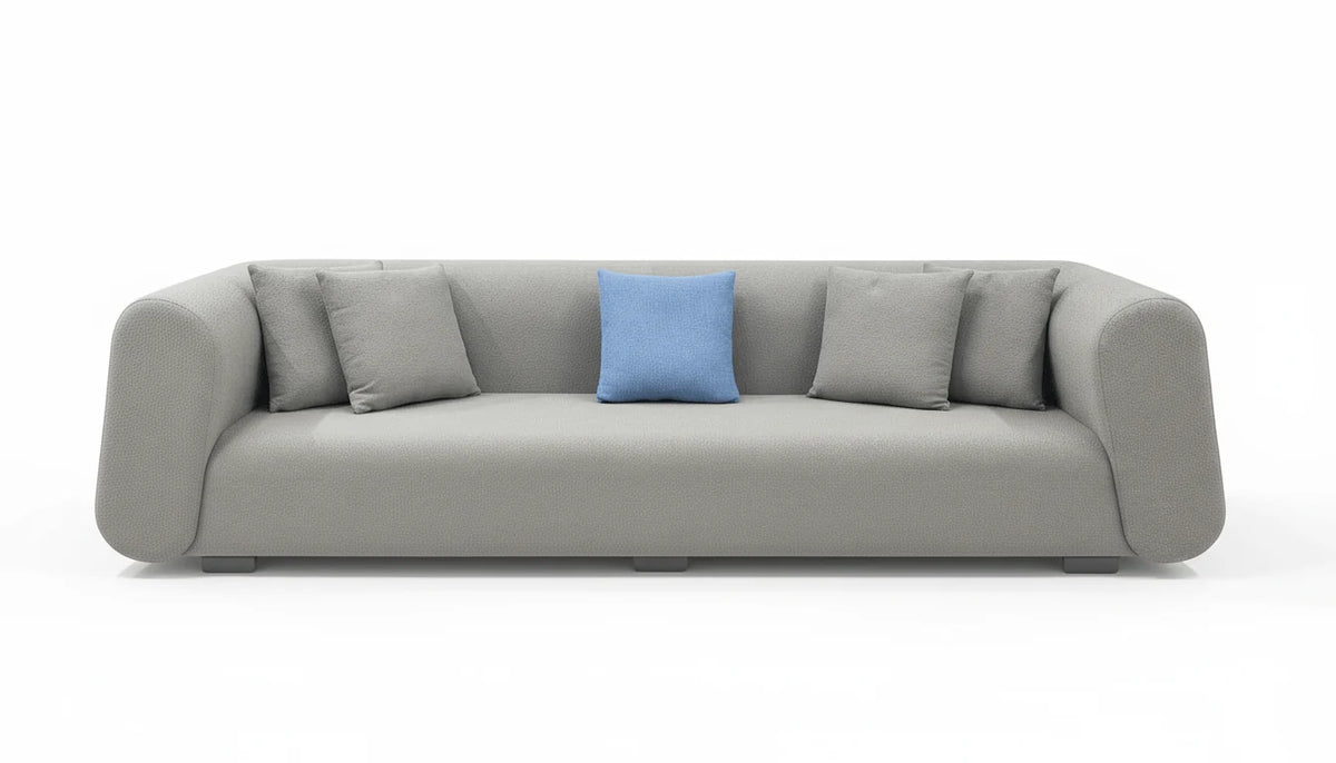 Modern Curved Upholstered 3-Seater Sofa