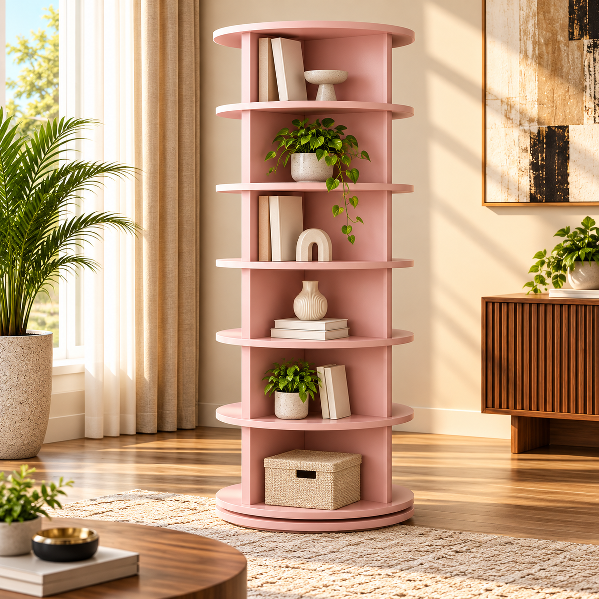 Modern  Rotating Corner Shelf Unit