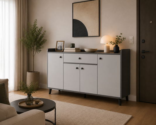 Sharpdo Shoe Cabinet, Modern Storage Shoe Rack, Simple Storage Cabinet with 4 doors, 1 drawer and 9 Tier, for Living room, Entryway, Hallway, Foyer 119 * 30 * x 84 * cm