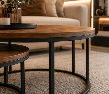 Modern Round Nesting Coffee Tables – 2-Piece Set