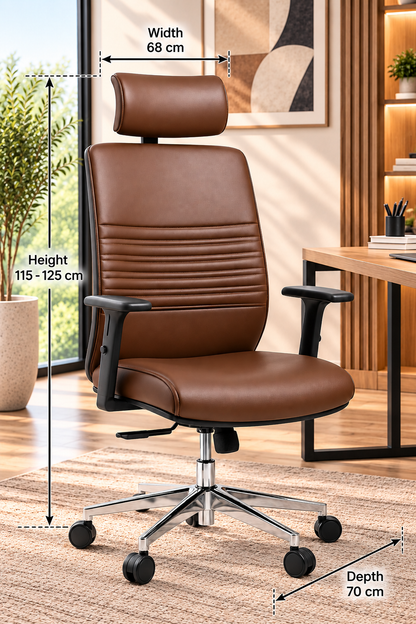 Modern Executive Office Chair with High Back, Headrest & Adjustable Arms