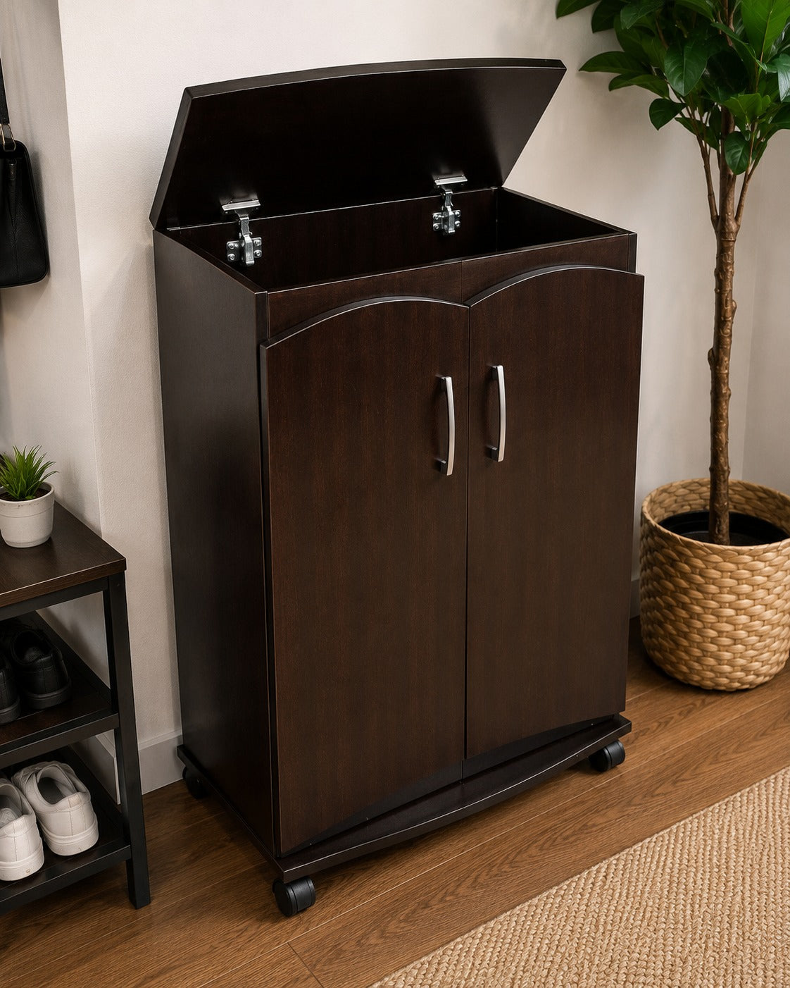Brown Wood Flip-Top