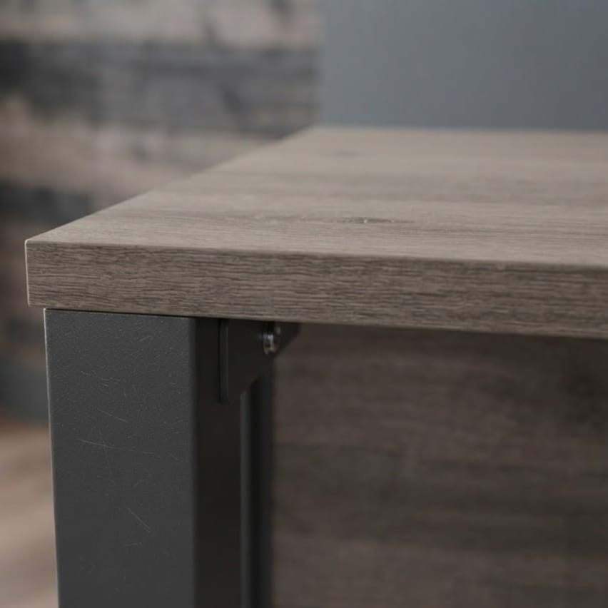 Industrial Style Wooden Office Desk with Sturdy Metal Legs
