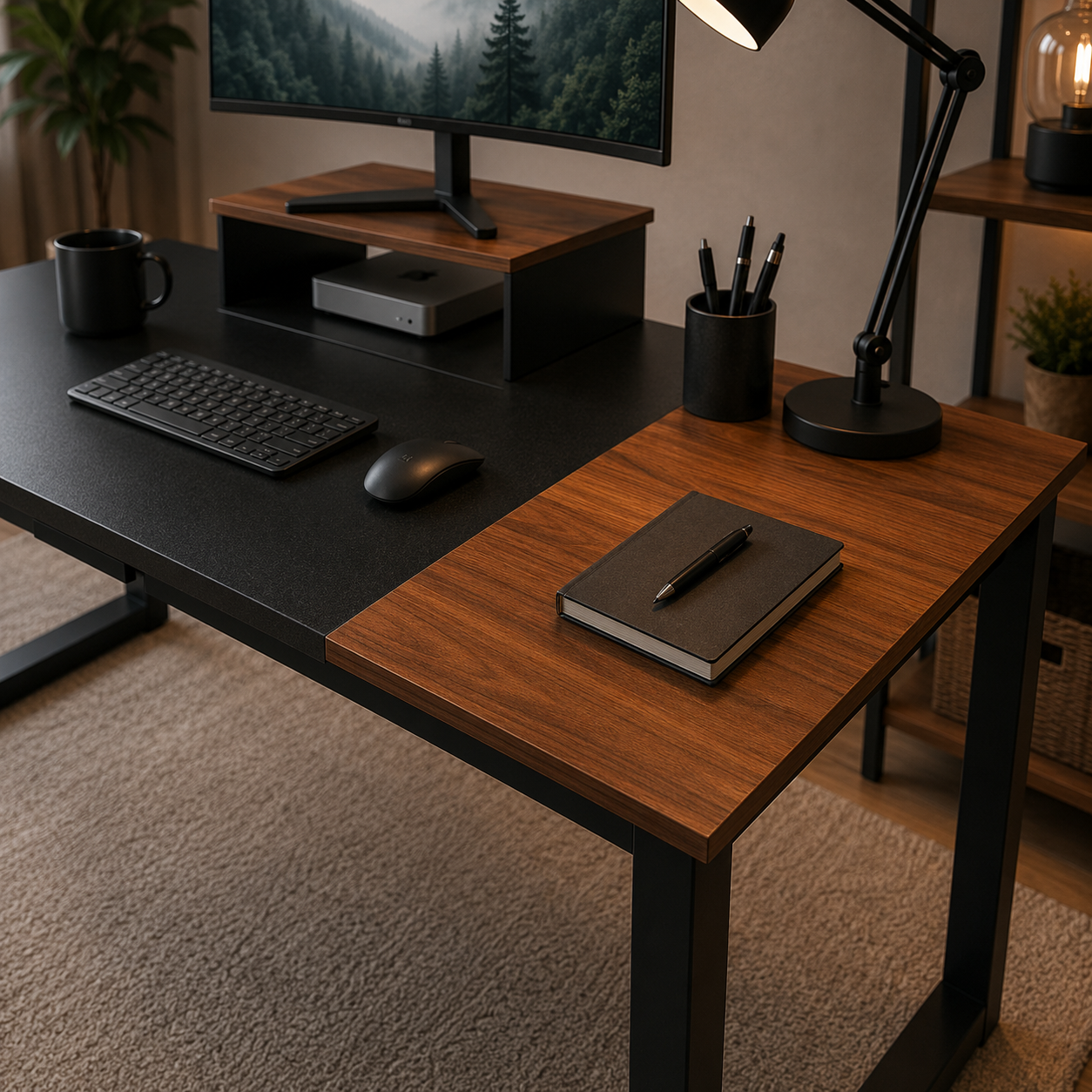 Computer Desk 55" with Splice Board Study Writing Table for Home Office, Modern Simple Style PC Desk