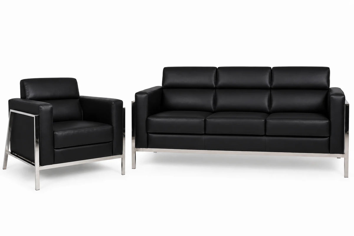 Contemporary Padded Sofa and Lounge Chair Set
