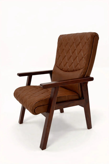 Modern Quilted Leather Accent Armchair